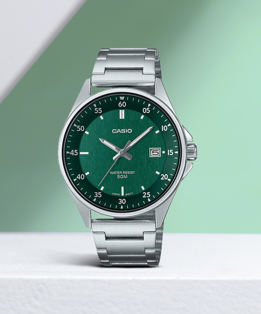 Casio green cheap dial watch