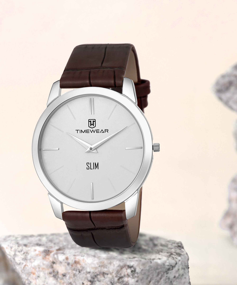 TIMEWEAR 192WDTG TIMEWEAR Slim Series Two Hands Brown Leather Strap Analog Watch For Men