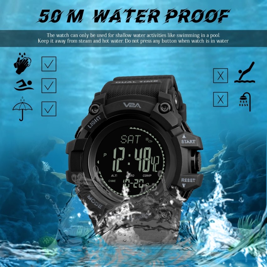 V2A Digital Watch For Men Buy V2A Digital Watch For Men Altimeter Barometer Compass Temperature Weather Pedometer Military Online at Best Prices in India Flipkart