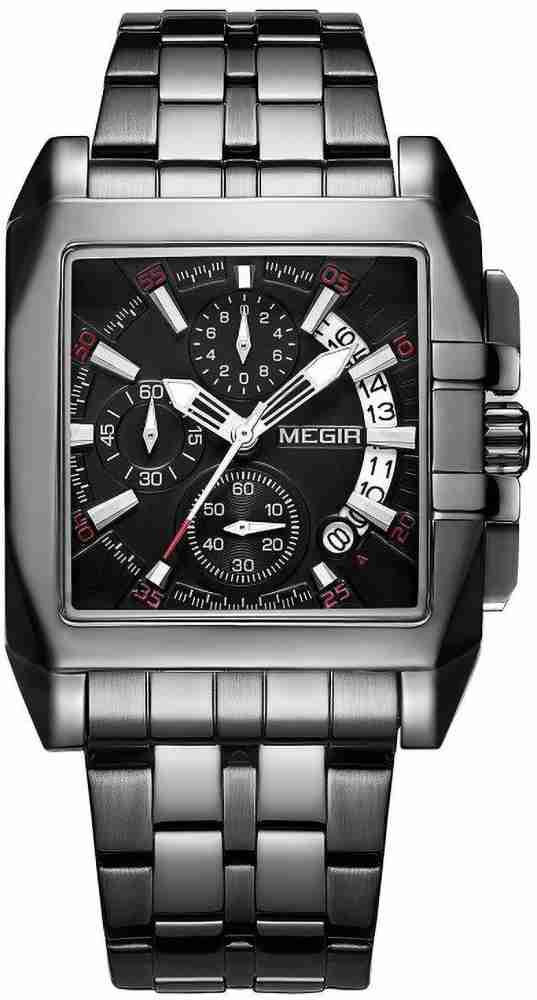 Megir black sales watch