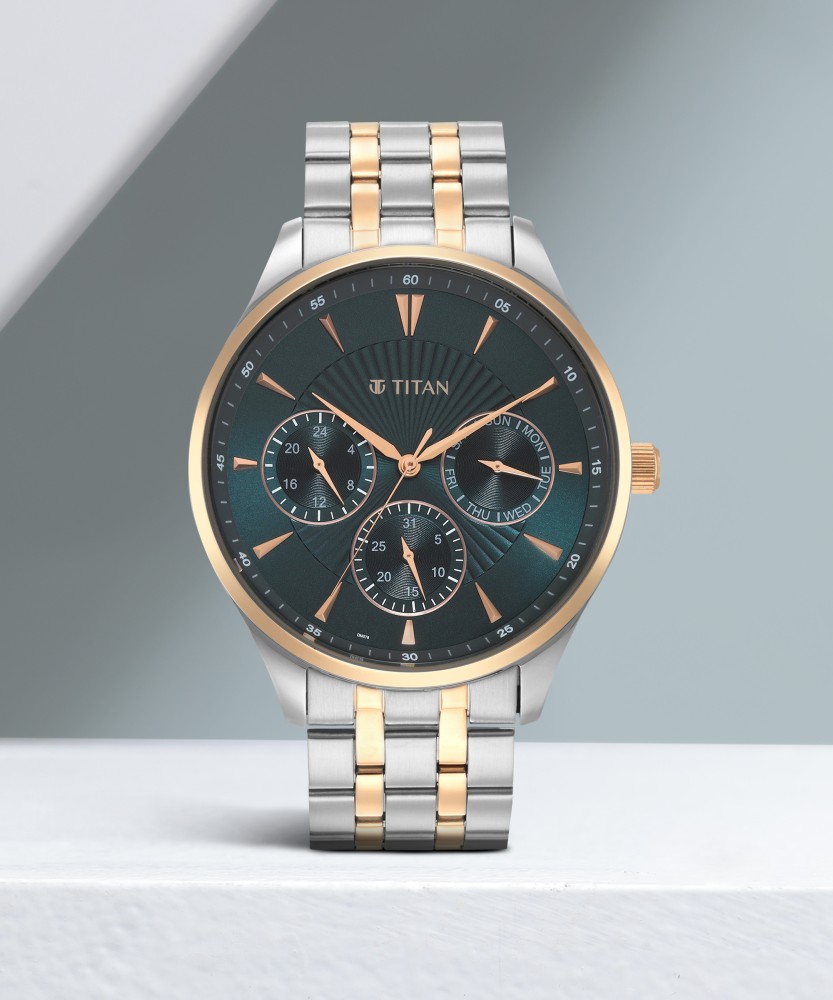 Titan Men's Multifunction Karishma: Two-Tone Steel Elegance Watch