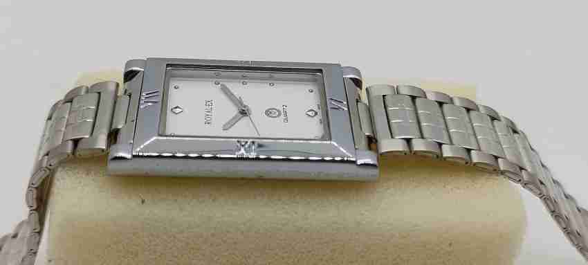 Royalex Royalex Men s Rectangular Watch White Dial Silver Case and