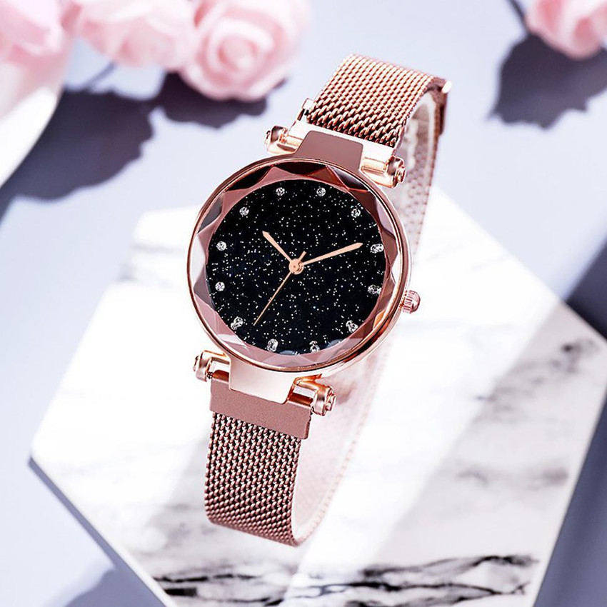 Marclex Magnet Rosegold Watch Rosegold color latest design Magnet watch for Girls and Women watches stylish Analog Watch For Women