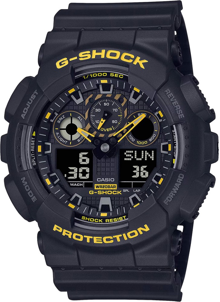 CASIO GA 100CY 1ADR G SHOCK Black Yellow Dial Black Resin Strap Analog Digital Watch For Men Buy CASIO GA 100CY 1ADR G SHOCK Black Yellow Dial Black Resin Strap Analog Digital Watch For Men G1486 GA 1...