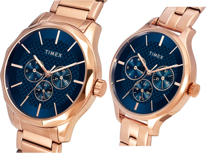 Timex couple watches online rose gold