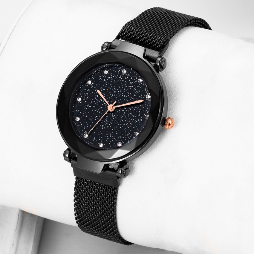 Styledose Black Analog Magnetic Fancy Bracelet Stylish watch for