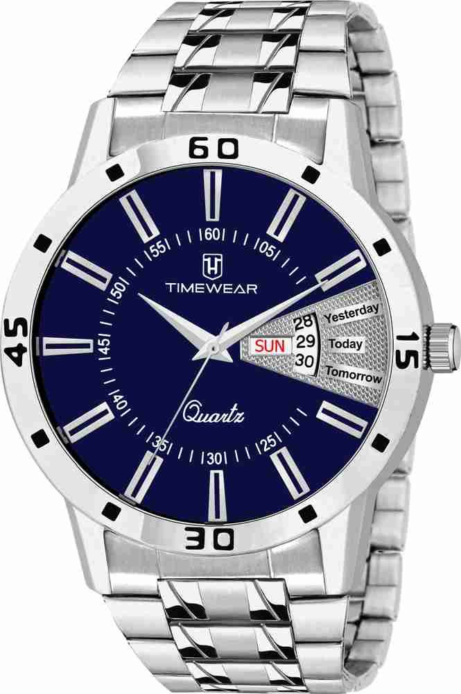 TIMEWEAR 183BDTGCH Formal Blue Dial Day and Date Stainless Steel Chain Analog Watch For Men Buy TIMEWEAR 183BDTGCH Formal Blue Dial Day and Date Stainless Steel Chain Analog Watch