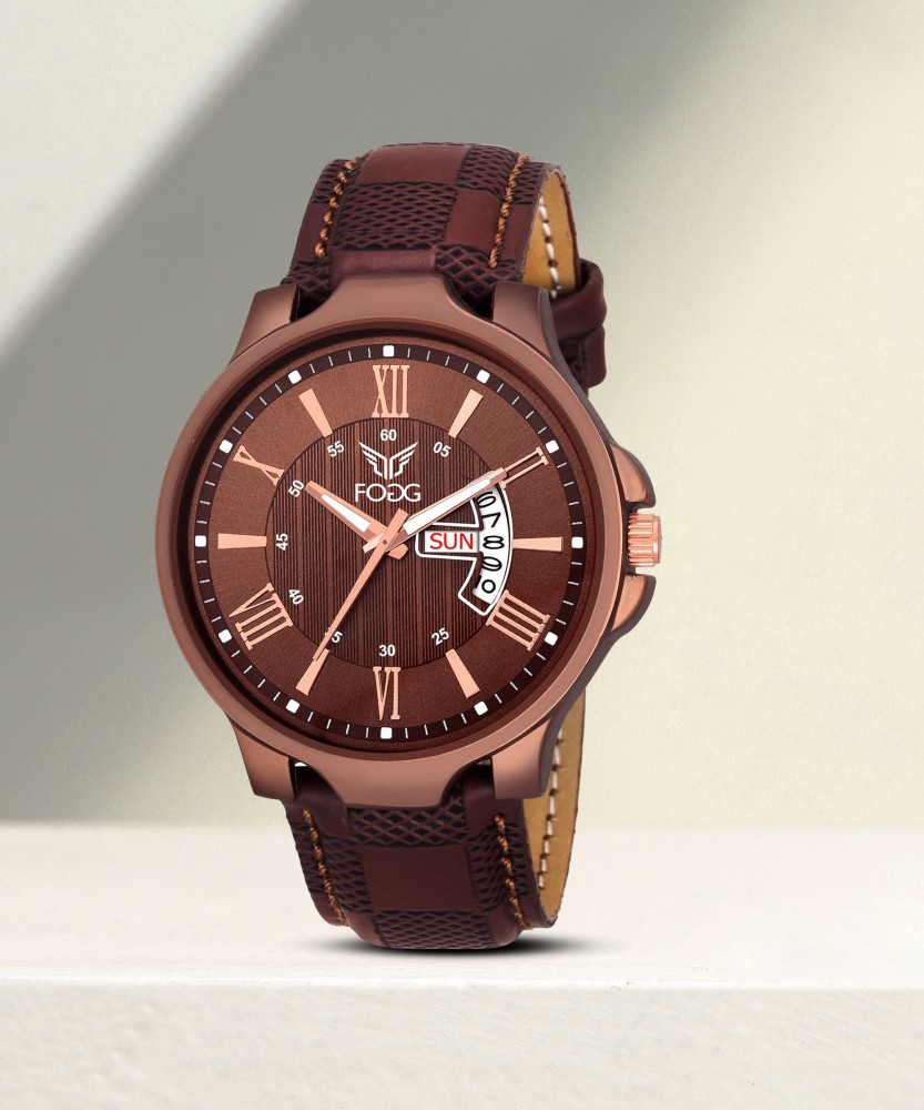 FOGG 1164 BR 1164 BR Brown Day and Date Unique New Analog Watch