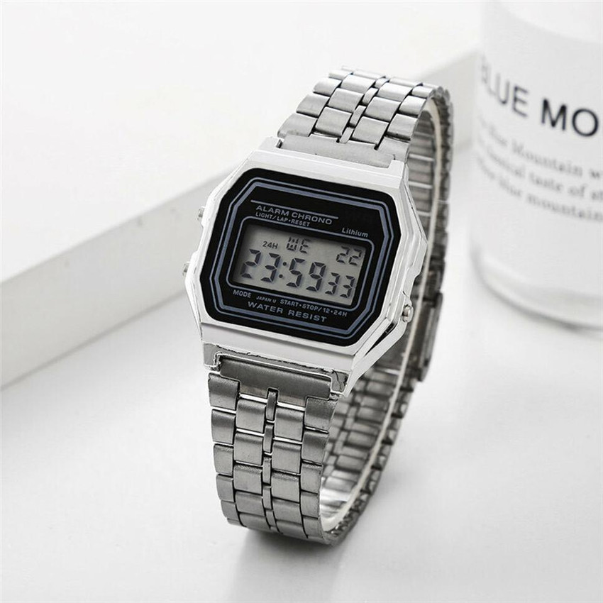Steel case digital watch shop