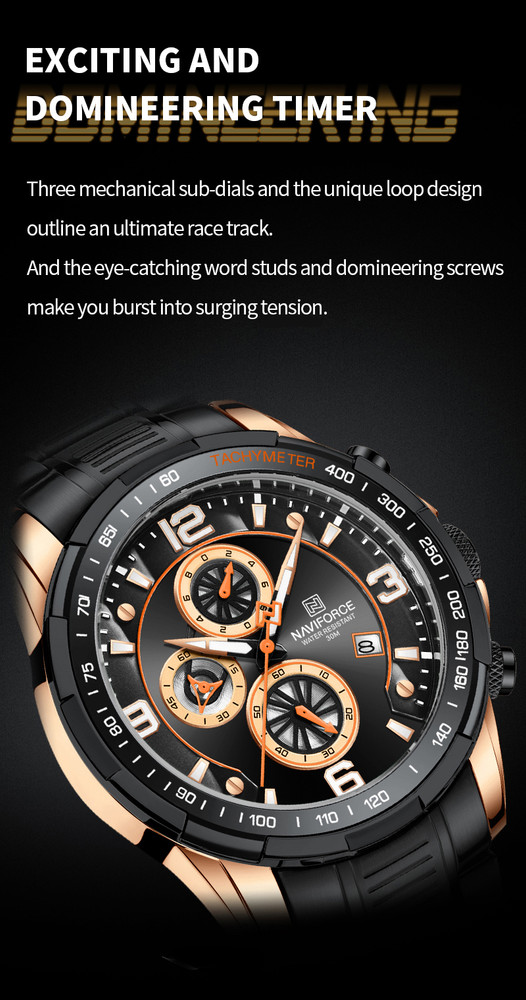 NAVIFORCE Black color steel strap new design dial with stylish