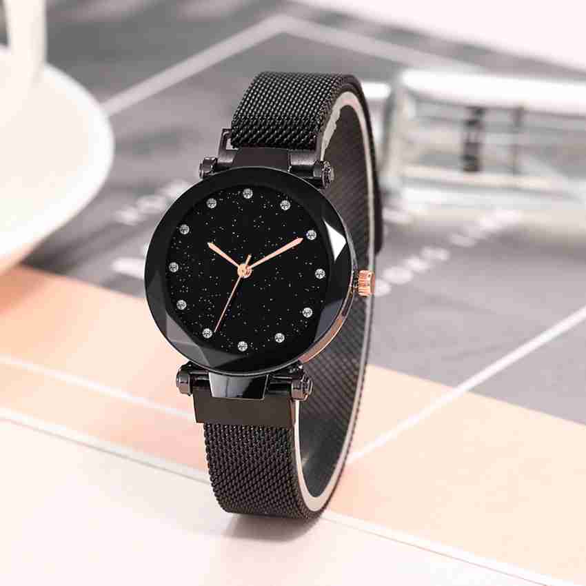 Marclex Black Colour Magnet magnet wrist watch for women ladies watches girls style womens trending stylish Analog Watch For Women