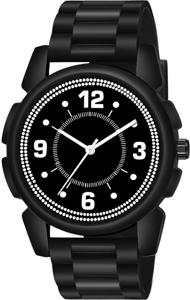 casera no of 9 All Black Stylish Designers Rubbers Strap Watches For Men  Analog Watch - For Men
