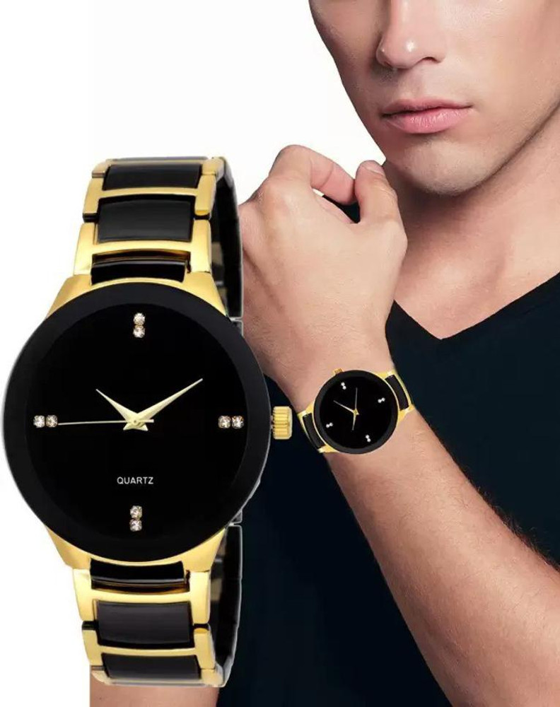 Mukesh Gift Shop Gold Black Analog Watch For Men Analog Watch
