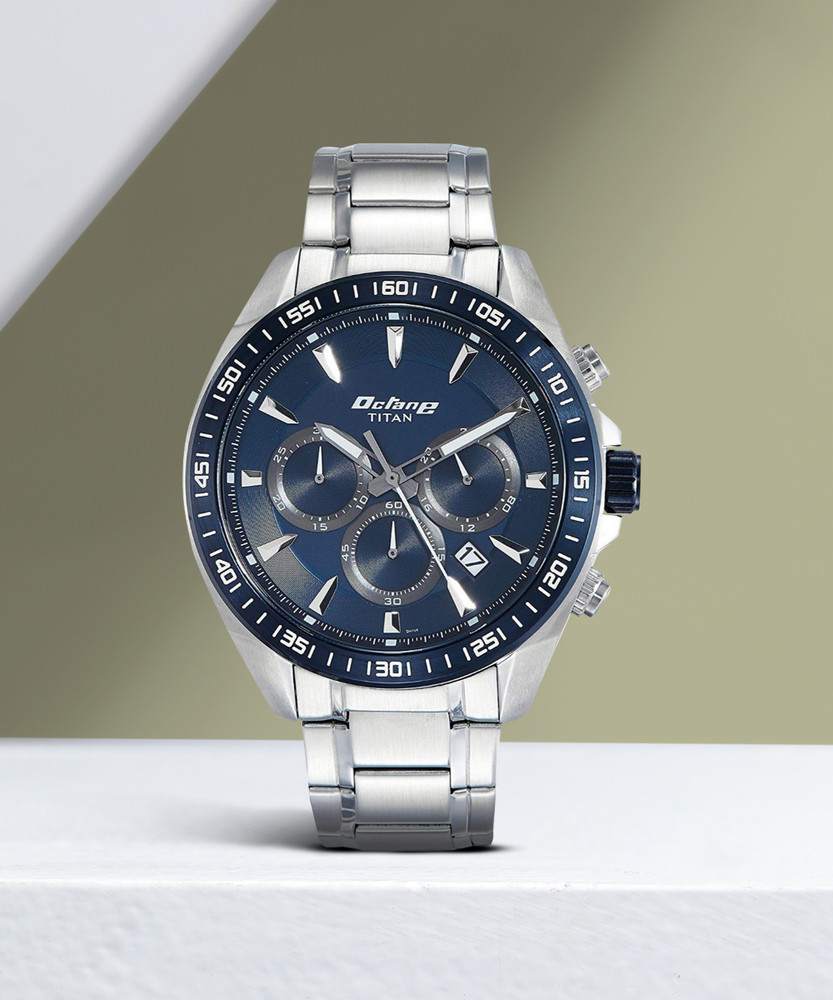 Titan NP90103KM02 Octane Blue Dial Chronograph Stainless Steel Strap Analog Watch For Men