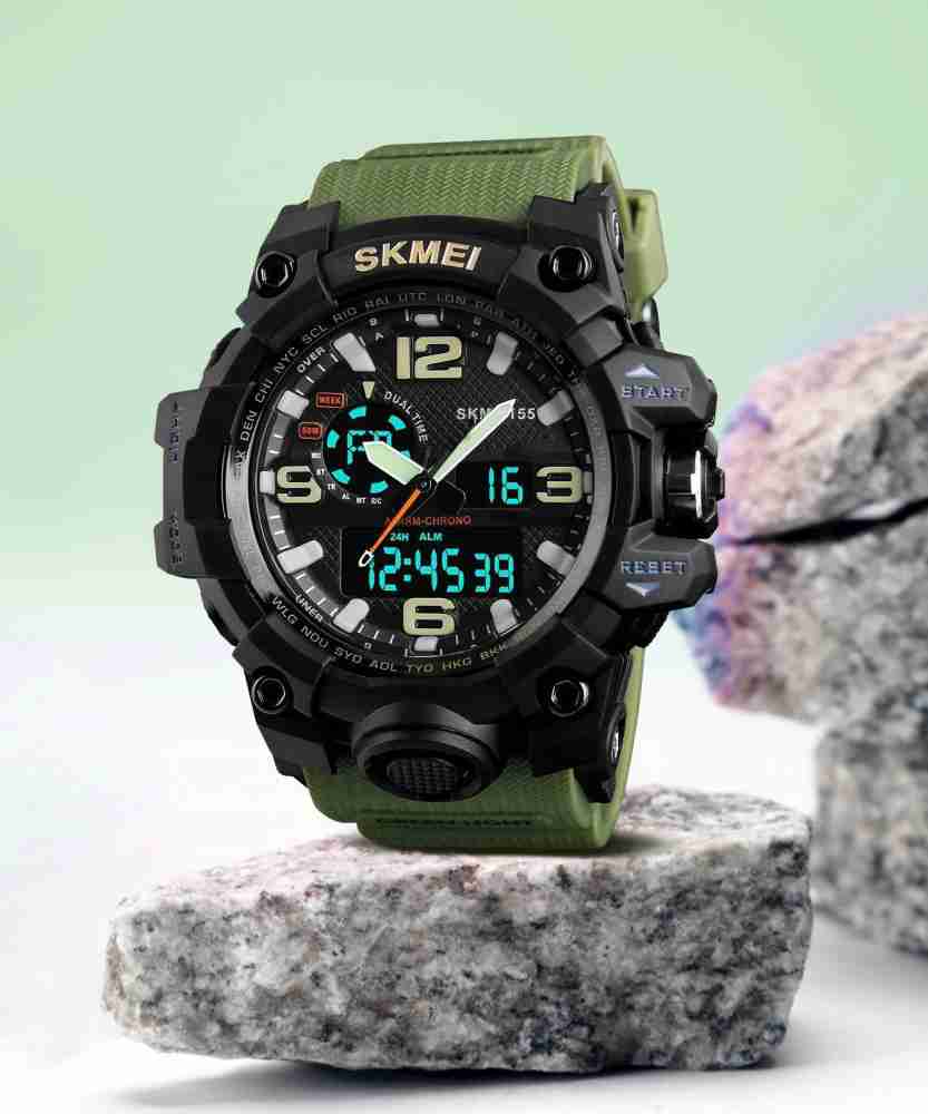 SKMEI Analog Digital Watch For Men Buy SKMEI Analog Digital Watch For Men 1155 Army Green Chronograph Analog Digital Online at Best Prices in India Flipkart