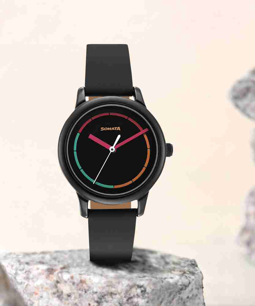 Sonata analog black dial best sale women's watch