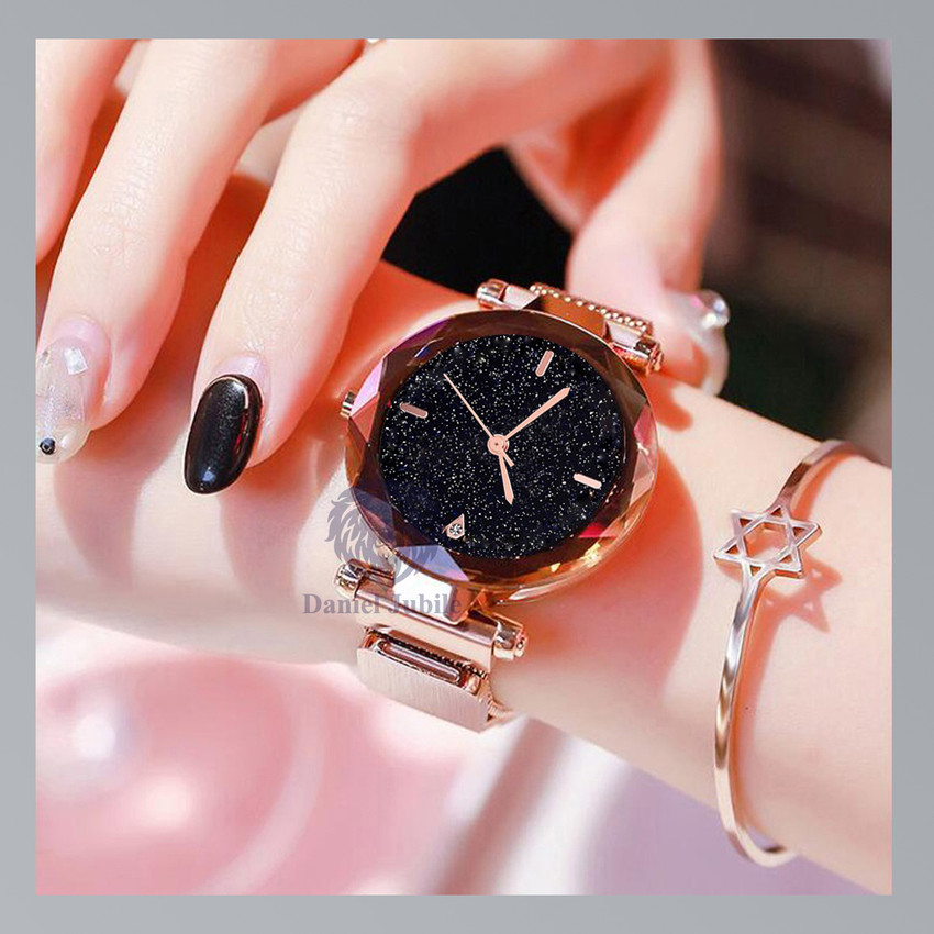 Daniel Jubile Movable Round Fancy Gold Magnetic Chain magnet strap mash hand watch girls watch for women gift Rose Gold Analog Watch For Girls