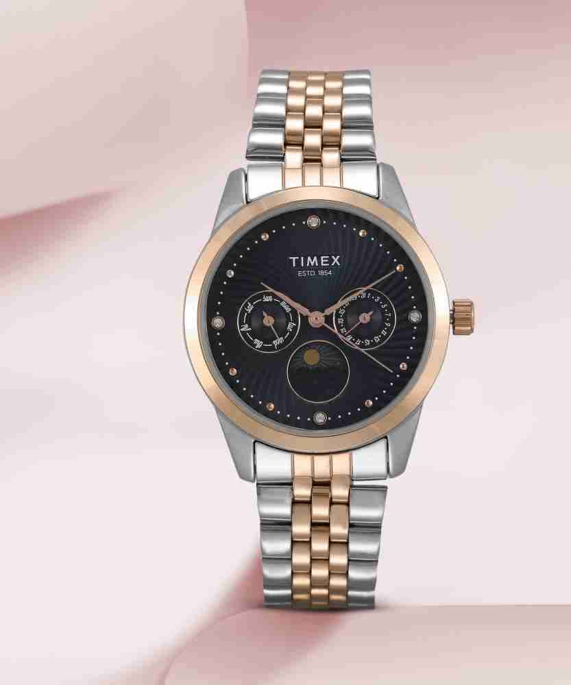 TIMEX MOON PHASE MULTIFUNCTION ANALOG BLUE DIAL WOMEN'S WATCH-TWEL13107  Online at Best Price