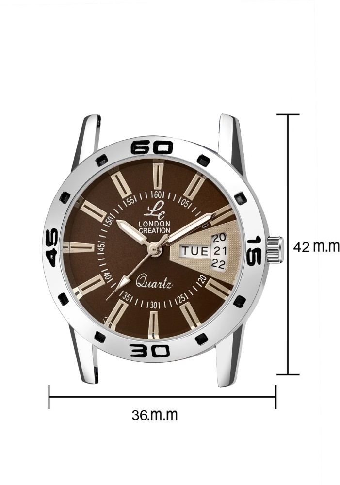 LONDON CREATION Brown and Silver Dial With Brown Leather Strap