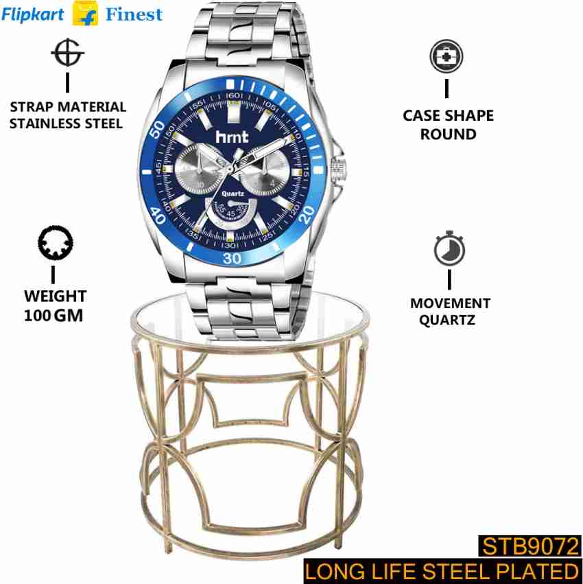 hrnt B9072 Chronograph Blue Chain Watch Stainless Steel Analog Watch For Men Hands Analog Watch For Men Buy hrnt B9072 Chronograph Blue Chain Watch Stainless Steel Analog Watch For