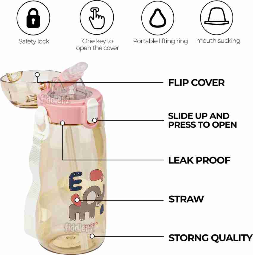 FIDDLERZ Cute Water Bottle Cute Leak Proof Push Button - Blue 550