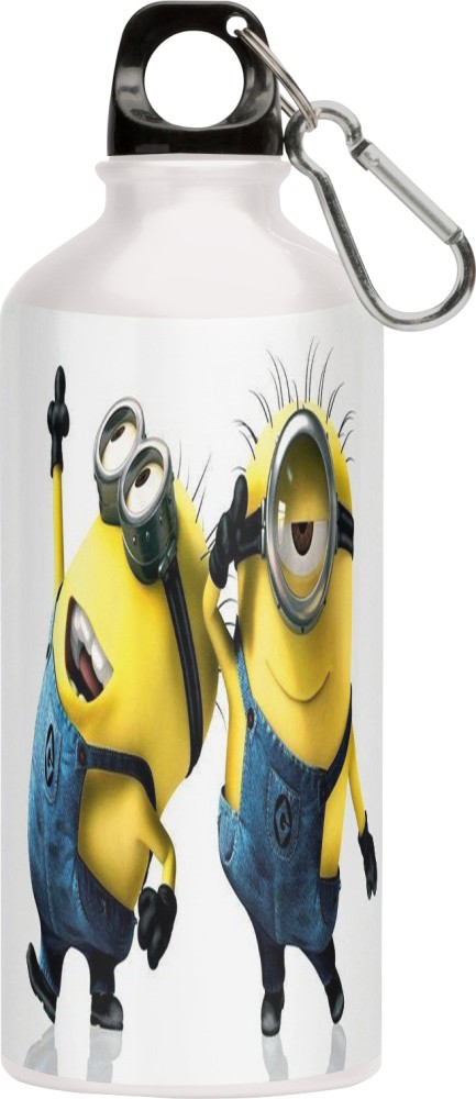 White aluminum bottle with printed design theme The Minions