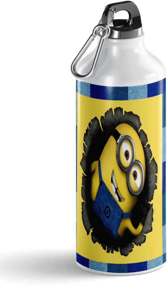 White aluminum bottle with printed design theme The Minions