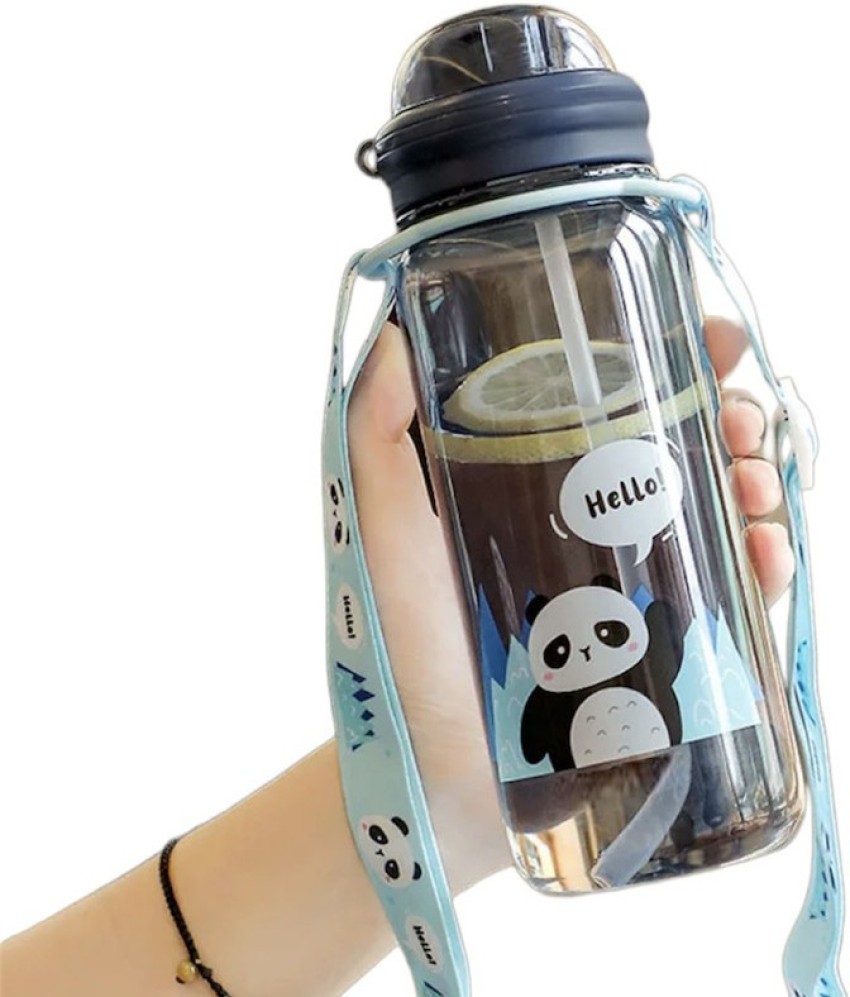 New Cute Cartoon Duck Thermos Water Bottle With Straw Strap Kids