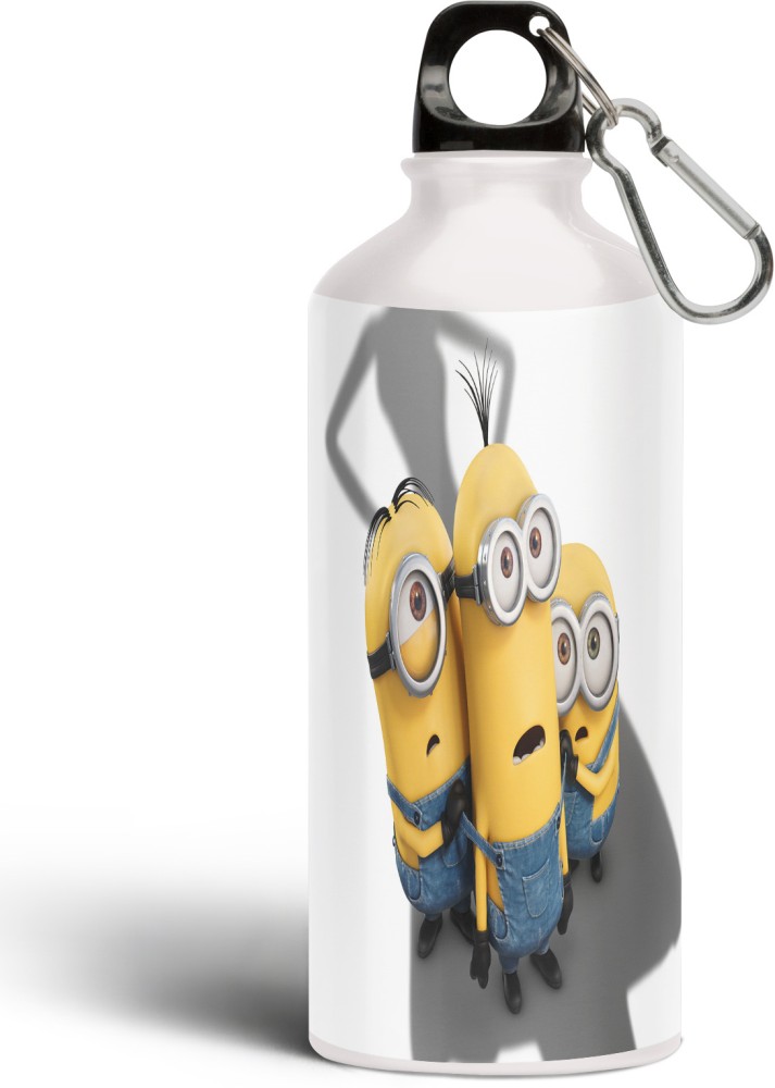 White aluminum bottle with printed design theme The Minions