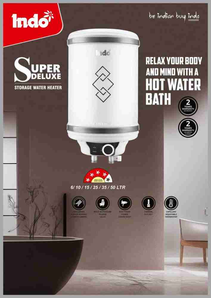 Indo 10 L Storage Water Geyser (Super Deluxe, Ivory) Price in India - Buy  Indo 10 L Storage Water Geyser (Super Deluxe, Ivory) online at Flipkart.com