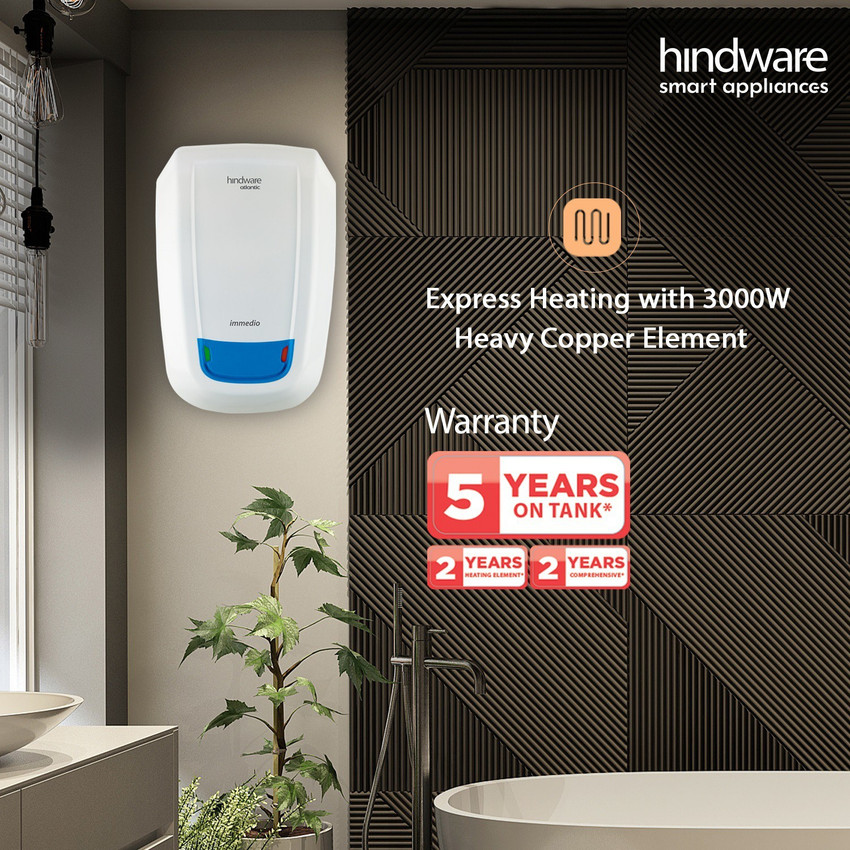 Hindware 5 L Storage Water Geyser (Immedio, White and Blue) Price in India  - Buy Hindware 5 L Storage Water Geyser (Immedio, White and Blue) online at  Flipkart.com