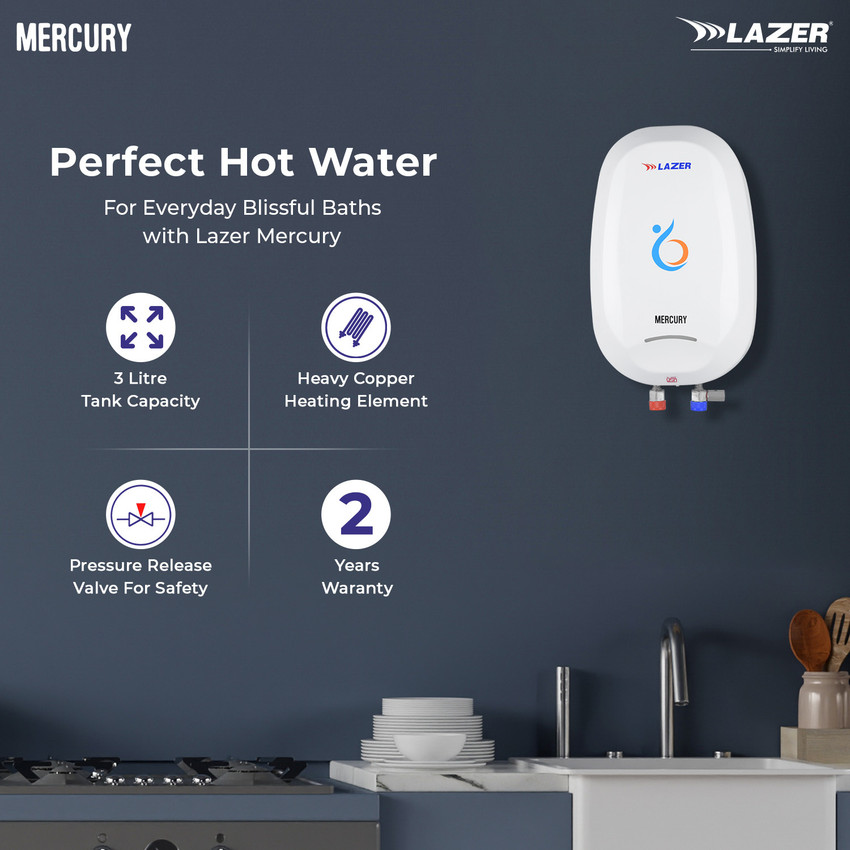 Lazer 3 L Instant Water Geyser (MERCURY, White) Price in India - Buy Lazer  3 L Instant Water Geyser (MERCURY, White) online at Flipkart.com
