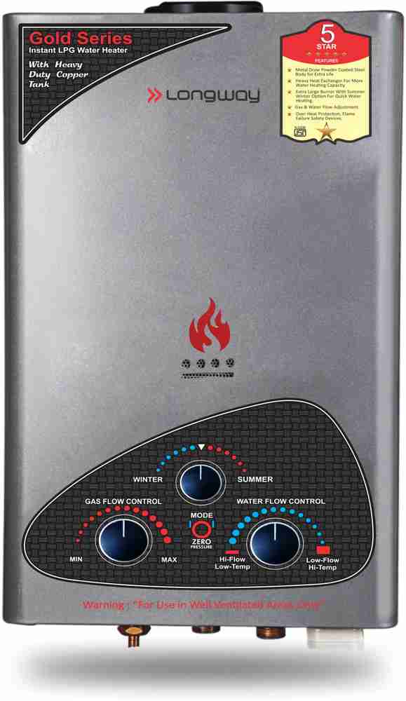 Longway 7 L Gas Water Geyser (XOLO GOLD DLX, Silver) Price in India - Buy  Longway 7 L Gas Water Geyser (XOLO GOLD DLX, Silver) online at Flipkart.com