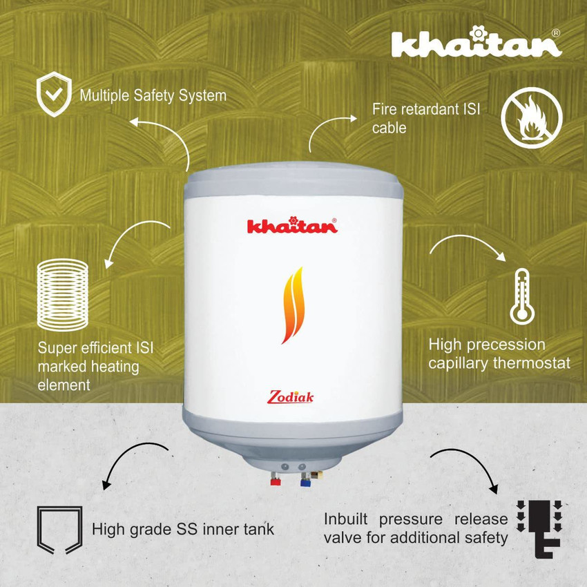 Khaitan 6 L Storage Water Geyser (KGZ-06S, White) Price in India - Buy  Khaitan 6 L Storage Water Geyser (KGZ-06S, White) online at Flipkart.com