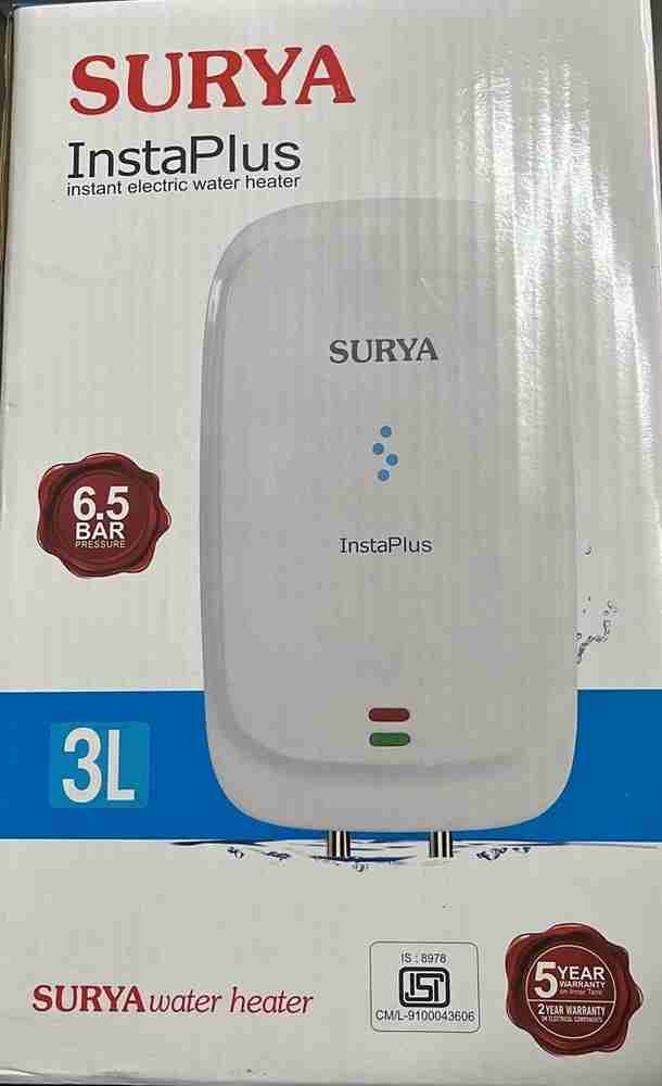 SURYA ROSHNI LIMITED 3 L Instant Water Geyser (Insta plus, White) Price in  India - Buy SURYA ROSHNI LIMITED 3 L Instant Water Geyser (Insta plus,  White) online at Flipkart.com