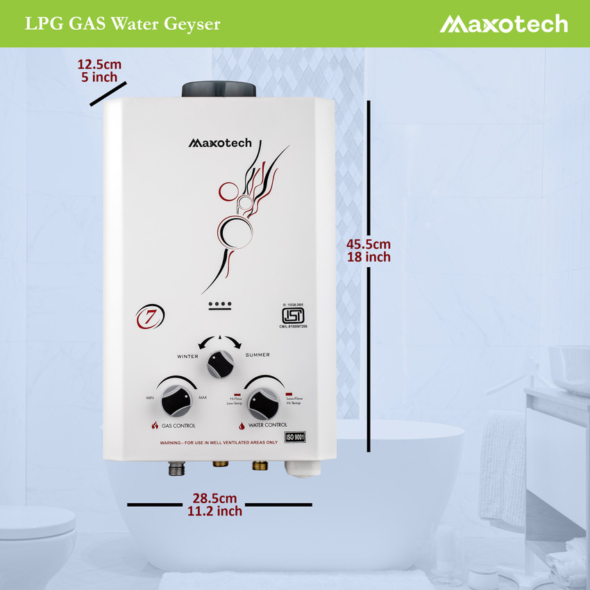 Maxotech 7 L Gas Water Geyser (Fant 7, White) Price in India - Buy Maxotech  7 L Gas Water Geyser (Fant 7, White) online at Flipkart.com