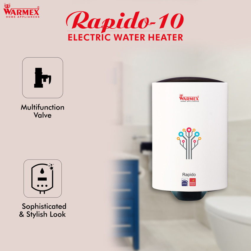 WARMEX 10 L Storage Water Geyser (RAPIDO 10, White) Price in India - Buy  WARMEX 10 L Storage Water Geyser (RAPIDO 10, White) online at Flipkart.com