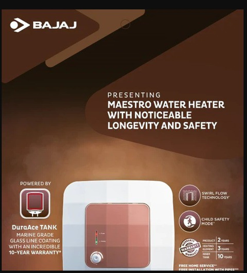 BAJAJ 15 L Storage Water Geyser (MAESTRO, BEIGE/WHITE) Price in India - Buy BAJAJ  15 L Storage Water Geyser (MAESTRO, BEIGE/WHITE) online at Flipkart.com