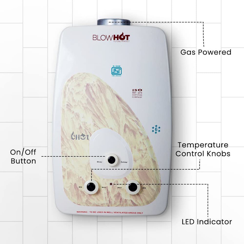 Blowhot 6 L Gas Water Geyser (BL-102 Auto CUT-OFF LPG Gas Geyser Instant  Warm Water Flow 2 Year Warranty, Ivory) Price in India - Buy Blowhot 6 L Gas  Water Geyser (BL-102