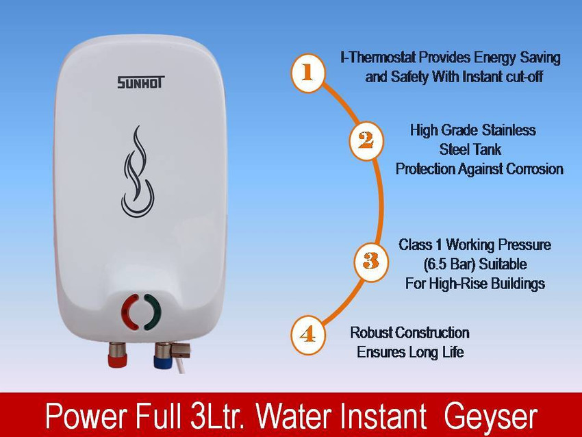 Sunhot 3 L Instant Water Geyser (VINTAGE, White) Price in India - Buy Sunhot  3 L Instant Water Geyser (VINTAGE, White) online at Flipkart.com