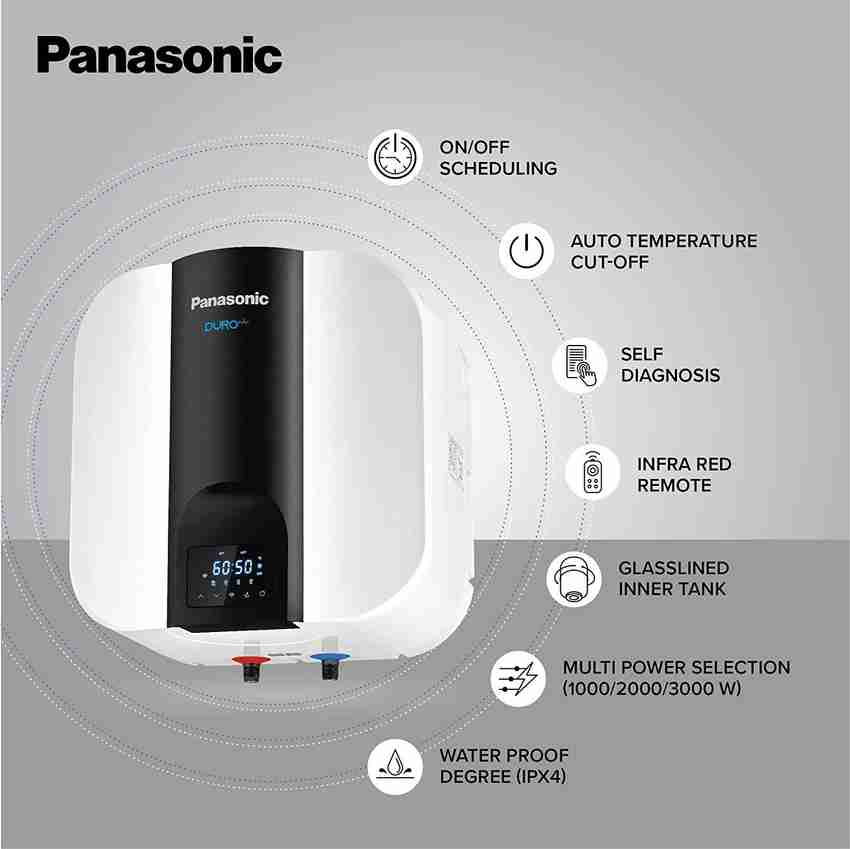 Panasonic 25 L Storage Water Geyser (25 Ltr Duro Smart Geyser, Smart IoT  enabled Geyser Installation, WiFi enabled, Black) Price in India - Buy  Panasonic 25 L Storage Water Geyser (25 Ltr