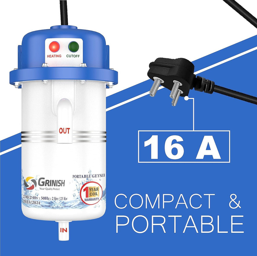 GRINISH 1 L Instant Water Geyser Portable Instant Water Heater