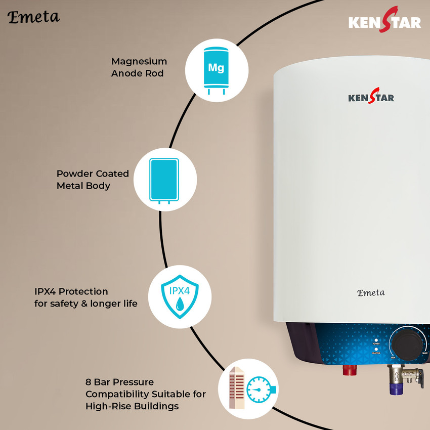 Kenstar 15 L Storage Water Geyser (Emeta, WHITE u0026 BLACK) Price in India -  Buy Kenstar 15 L Storage Water Geyser (Emeta, WHITE u0026 BLACK) online at  Flipkart.com