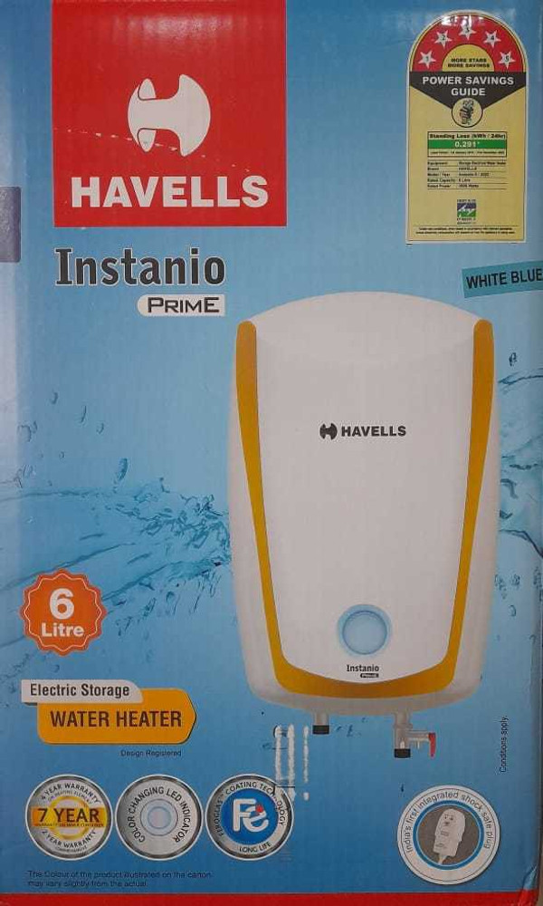 HAVELLS 6 L Storage Water Geyser (INSTANIO PRIME 6 LTR, WHITE BLUE) Price  in India - Buy HAVELLS 6 L Storage Water Geyser (INSTANIO PRIME 6 LTR,  WHITE BLUE) online at Flipkart.com