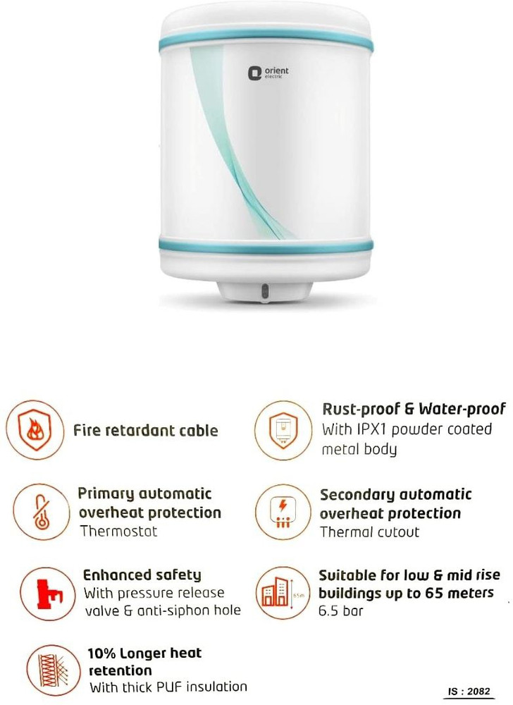 Orient Electric 10 L Storage Water Geyser (Aqua Spring Storage 10L Vertical Water  Heater-BEE 4 Star, White) Price in India - Buy Orient Electric 10 L Storage  Water Geyser (Aqua Spring Storage