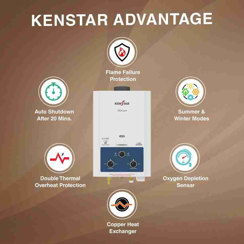 Kenstar 6 L Gas Water Geyser (Hotzee -6L Gas (LPG) Water Heater(Geyser)  White and Grey, White) Price in India - Buy Kenstar 6 L Gas Water Geyser  (Hotzee -6L Gas (LPG) Water Heater(Geyser) White and Grey, White) online at  Flipkart.com