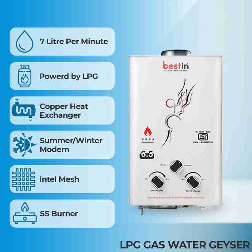 asons 6.5 L Gas Water Geyser (BESTIN Gas Water Heater, White) Price in  India - Buy asons 6.5 L Gas Water Geyser (BESTIN Gas Water Heater, White)  online at Flipkart.com