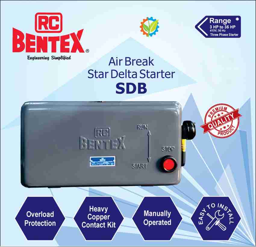 RC BENTEX Three Phase SDB Air Break Star Delta Submersible Control Unit 15  HP, 303000026 Water Pump Starter Price in India - Buy RC BENTEX Three Phase  SDB Air Break Star Delta