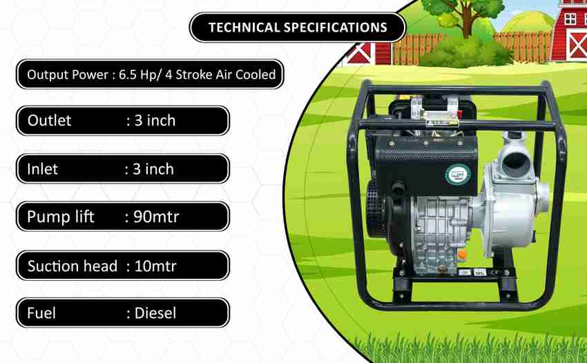 RICO ITALY HEAVY DUTY 296CC 6.5 HP PORTABLE WATER PUMP 3INCH