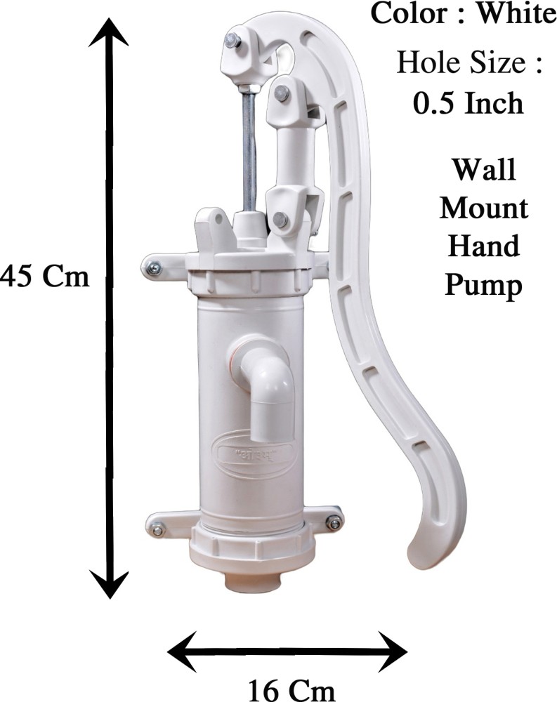 Aurum PVC Manual Water Hand Pump Pitcher Pump Extra Strong Plastic Hand  Water Pump For 50 Feet, Wall Mount Water Hand Pump for Home Garden Borewell  Yards Ponds (Grey, Hole Size 